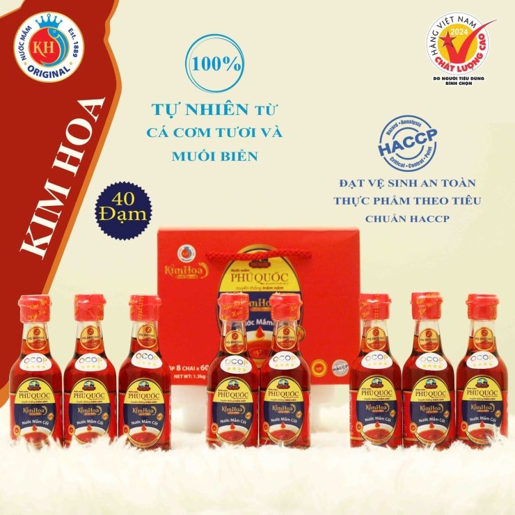 nuoc mam phu quoc kim hoa 40 do dam hop 8 chai 60ml